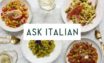 2 for 1 on Starters, Mains & Desserts with this ASK Italian Voucher 🍴