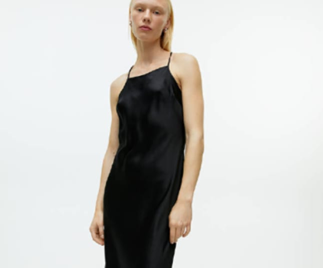 Long black silk slip dress | 10 casual work Christmas party outfits