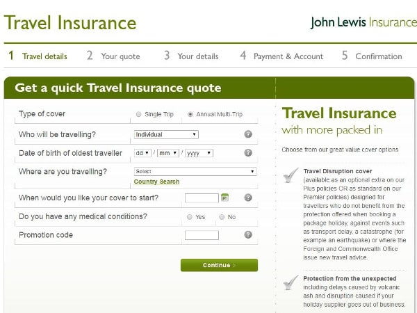 John Lewis Travel Insurance Promo Codes → September 2017