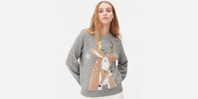Sequin reindeer Christmas jumper | cheap Christmas jumpers under £20