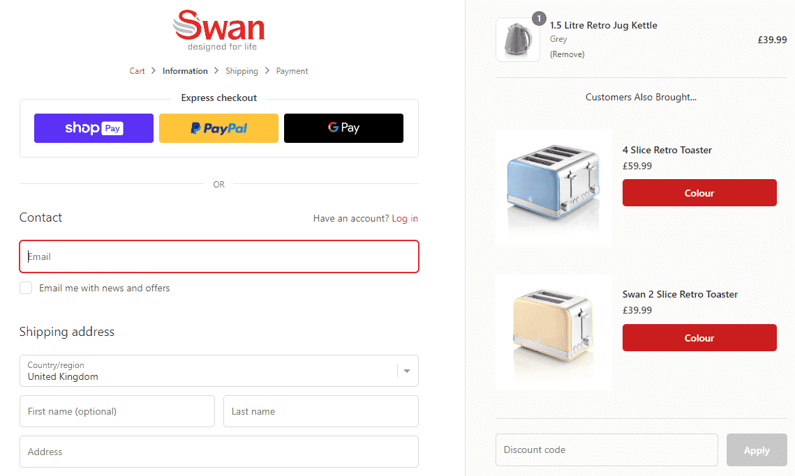 swan discount code