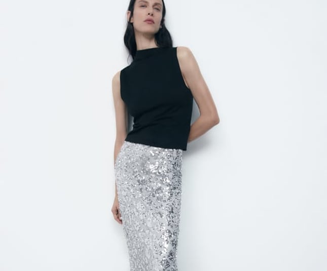Sequin skirt Zara | 10 casual work Christmas party outfits 