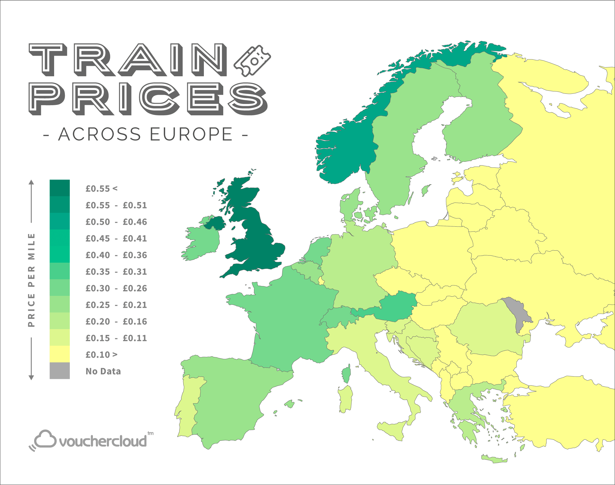 Train Prices Across Europe Map